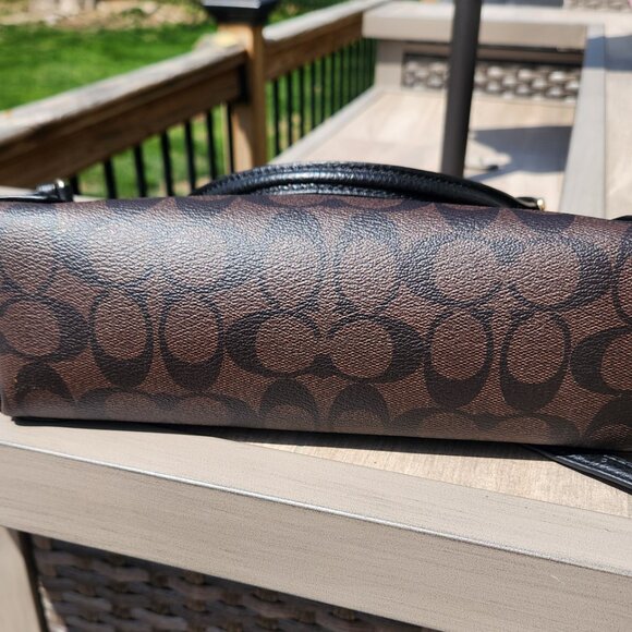 Coach C6320 Signature Kacey Satchel Crossbody Bag Handbag Black and BrownLeather - Picture 3 of 5